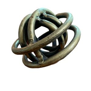 Brass Tone Infinity Knot Decorative Metal Orb Coffee Table Decor